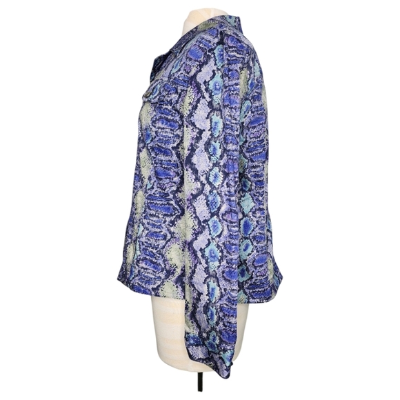 Hearts of Palm Blue / Green Snakeskin Print Lightweight Waist Line Jacket Sz 18 - Picture 3 of 9